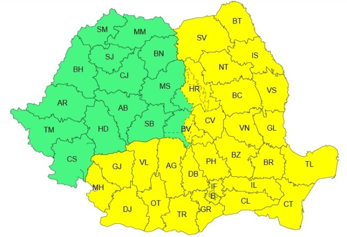 Temperaturi scăzute și ger, în Moldova, Dobrogea, Oltenia, Muntenia, estul și sud-estul Transilvaniei