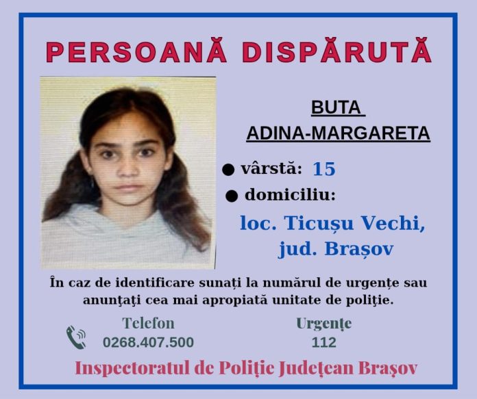 Poliția Brașov, în căutarea unei fete dispărute din Ticușu Vechi