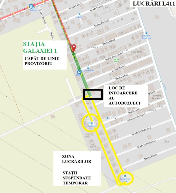 Astăzi, autobuzele 411, Rulmentul – Sânpetru Residence, circulă pe un traseu modificat