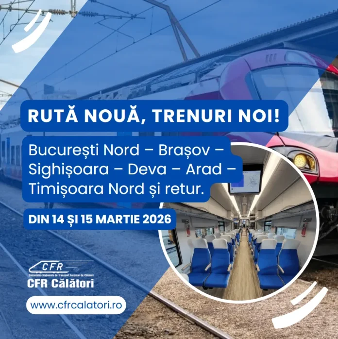 Trenuri noi între București Nord și Timișoara Nord, via Brașov, operate cu rame electrice Alstom moderne