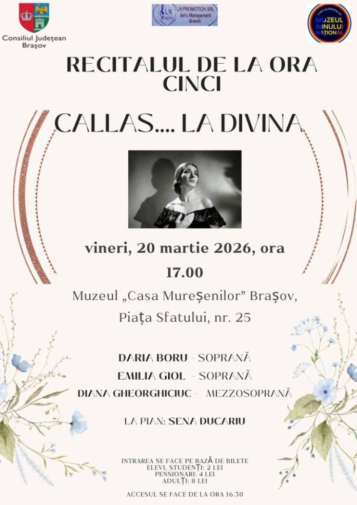 Recital dedicat Mariei Callas, la Muzeul „Casa Mureșenilor” din Brașov
