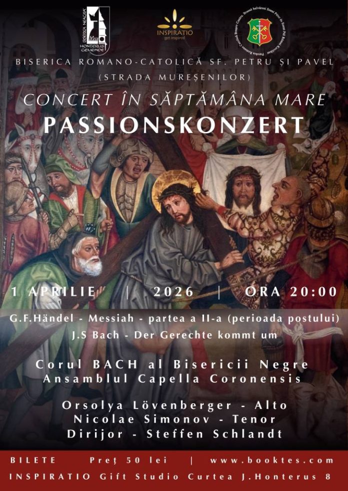 Concert în Săptămâna Mare, la Brașov, la Biserica Romano-Catolică „Sfinții Apostoli Petru și Paul”