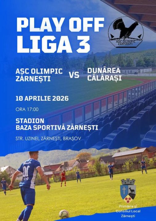 Baza Sportivă Zărnești își deschide porțile în Vinerea Mare. Olimpic Zărnești, duel cu Dunărea Călărași în play-off-ul Ligii a 3-a