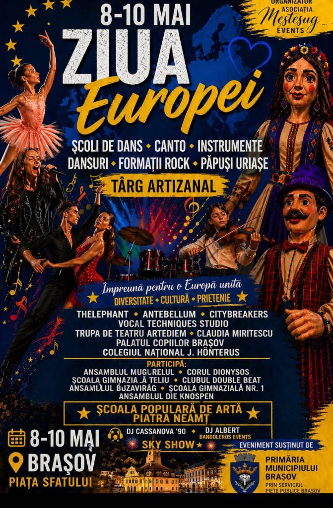 Ziua Europei, celebrată la Brașov cu evenimente culturale în Piața Sfatului