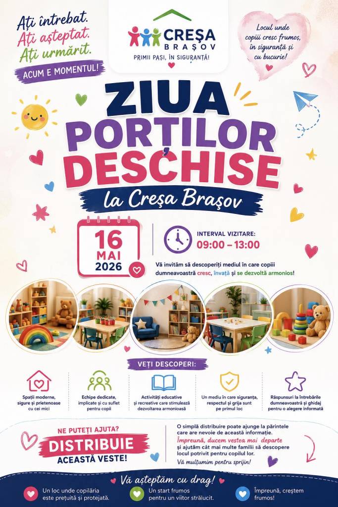 „Ziua Porților Deschise” în 10 creșe din Brașov, pe 16 mai