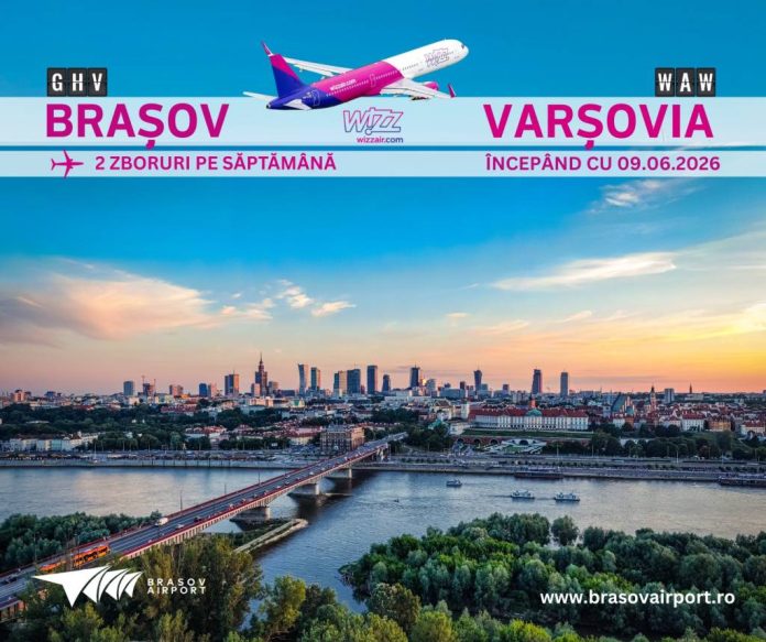 Din 9 iunie, curse directe de la Aeroportul Brașov către Varșovia
