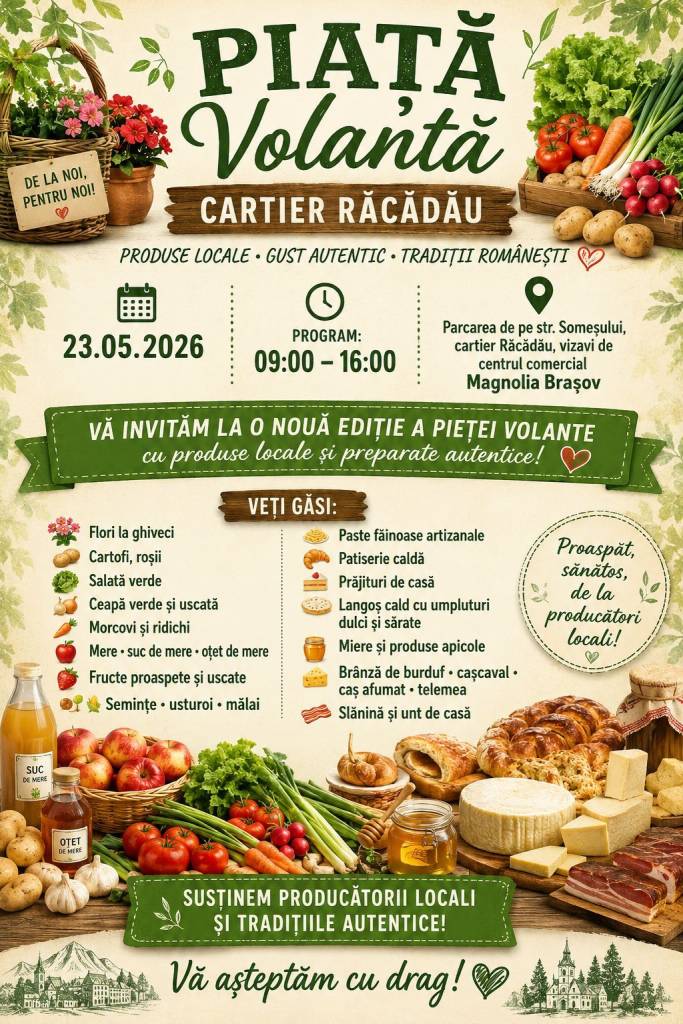 Mâine, piață volantă în cartierul Răcădău