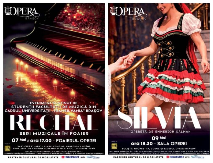 Recital special al studenților Facultății de Muzică, în Foaierul Operei. Opereta „Silvia”, pe scena Operei Brașov