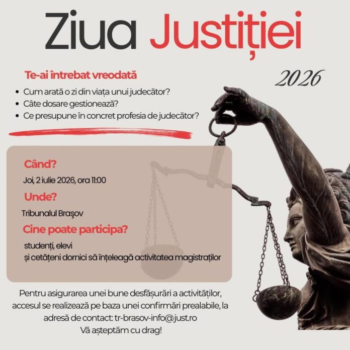 Ziua Porților Deschise la Tribunalul Brașov, pe 2 iulie