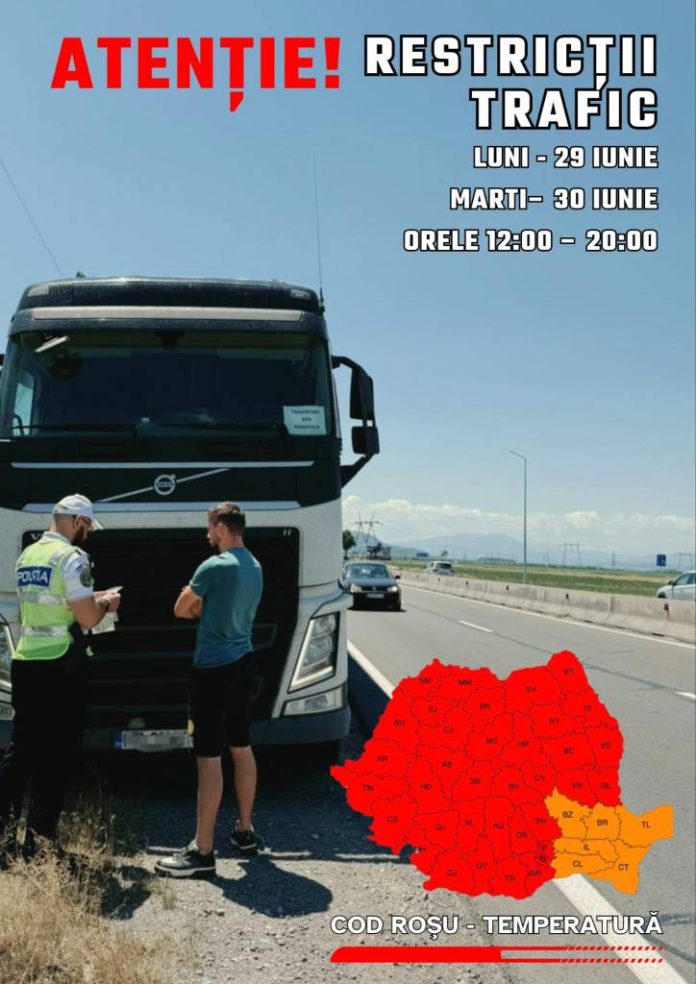 Restricțiile de circulație pentru camioanele de peste 7,5 tone au fost prelungite din cauza caniculei