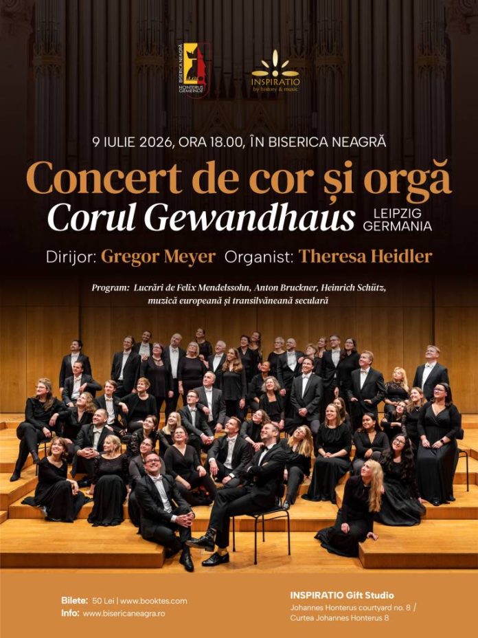 Corul Gewandhaus din Leipzig concertează la Biserica Neagră, alături de organista Theresa Heidler
