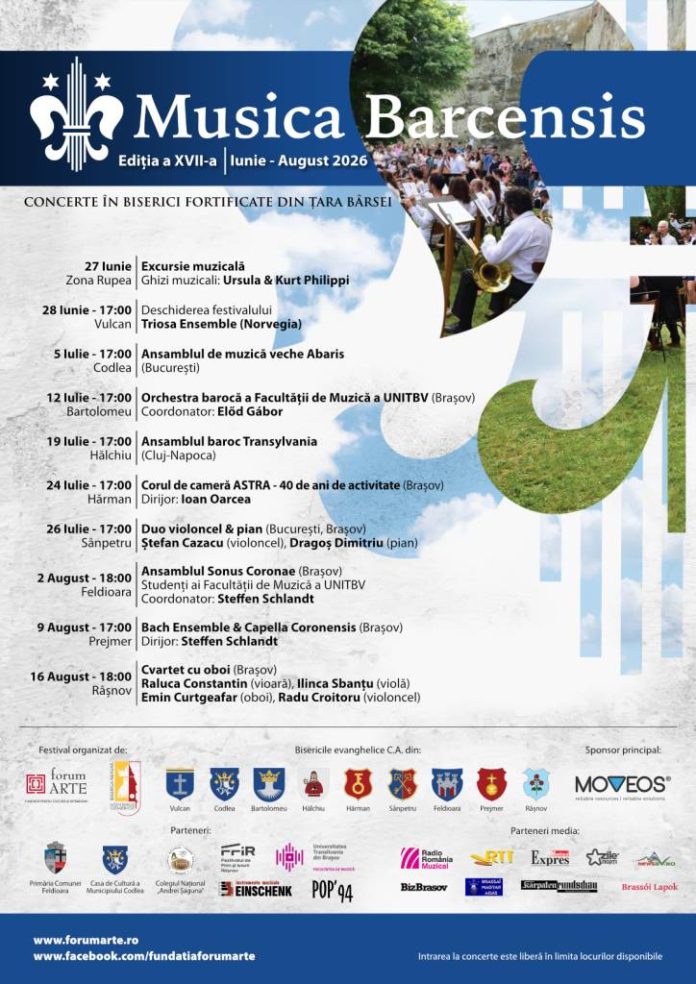 Festivalul Musica Barcensis 2026 continuă cu ultimele patru concerte în Țara Bârsei
