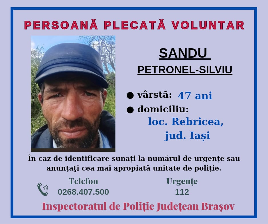 Poza pentru articolul Bărbat de 47 de ani, plecat voluntar din Ticușu Vechi