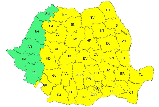 Cod galben de furtuni în Brașov și alte regiuni din țară. ANM anunță ploi torențiale, vijelii și grindină