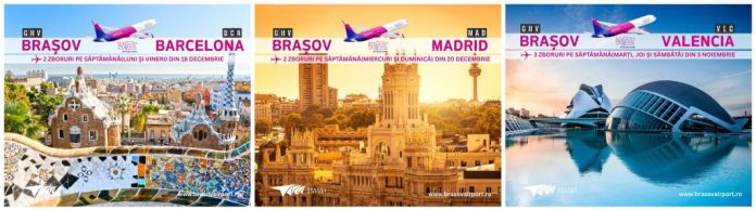 Trei destinații din Spania, de pe Aeroportul Brașov: Barcelona, Madrid și Valencia