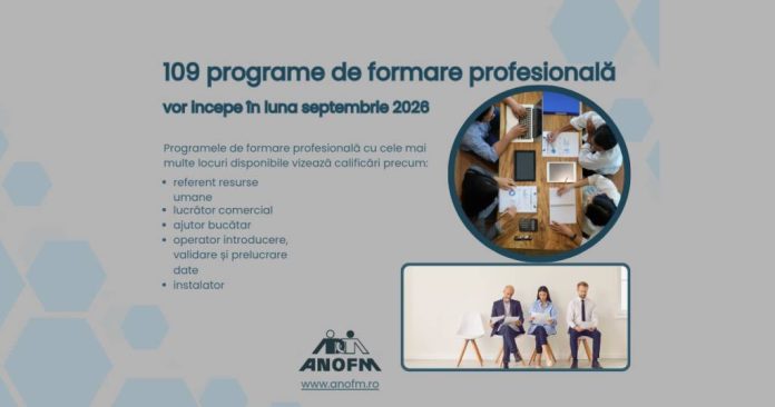 ANOFM organizează 109 programe de formare profesională în septembrie 2026