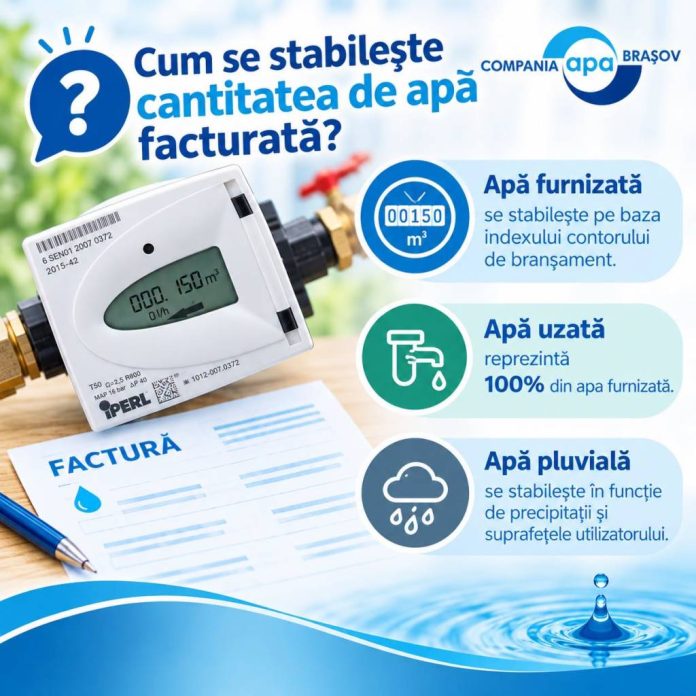 Cum se stabilește și se facturează consumul de apă. Explicațiile Companiei Apa Brașov