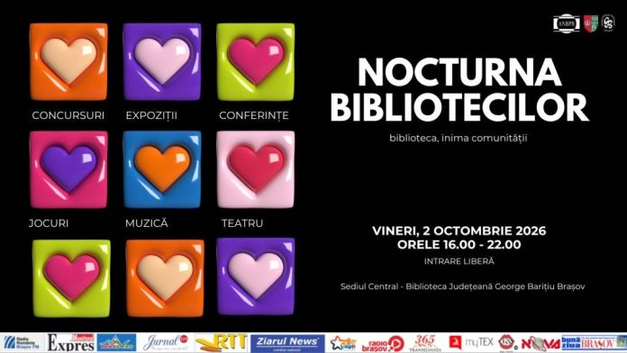 Nocturna Bibliotecilor 2026, la Brașov. Programul evenimentelor de la Biblioteca Județeană „George Barițiu”