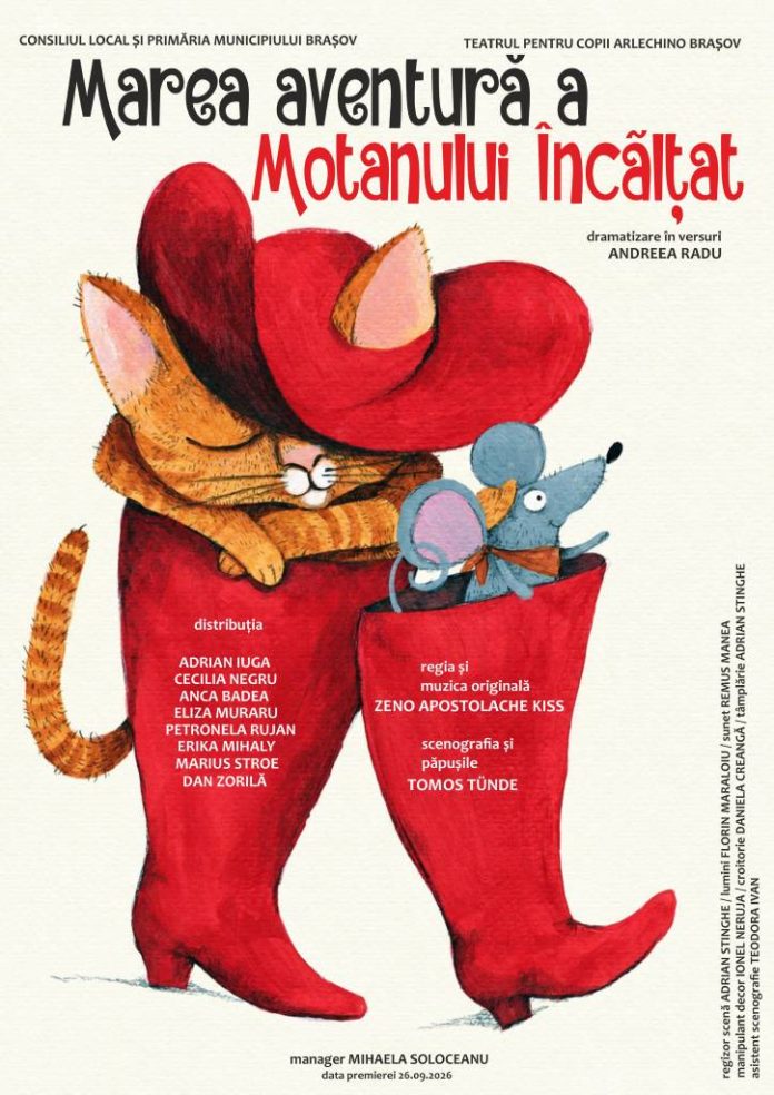 „Marea aventură a motanului încălțat”, premieră la Teatrul Arlechino Brașov