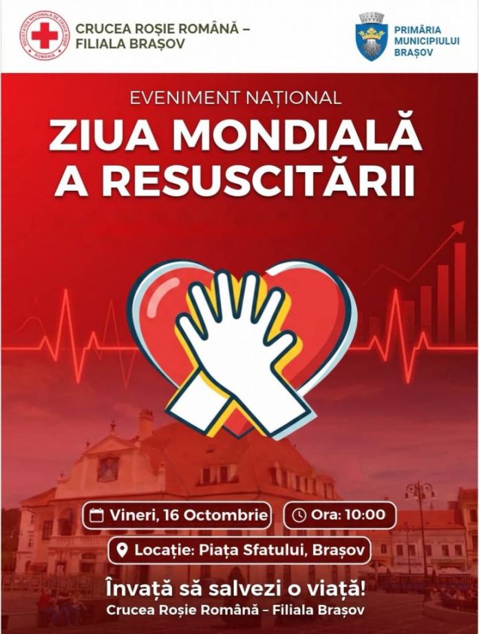 Demonstrații de prim ajutor în Piața Sfatului, de Ziua Mondială a Resuscitării