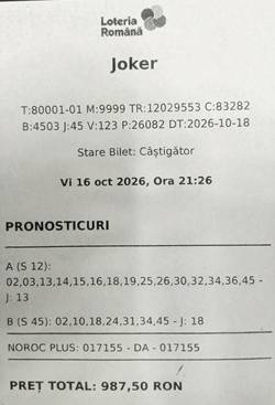 Premiul Joker de peste 10 milioane de lei, ridicat de o câștigătoare din Suceava